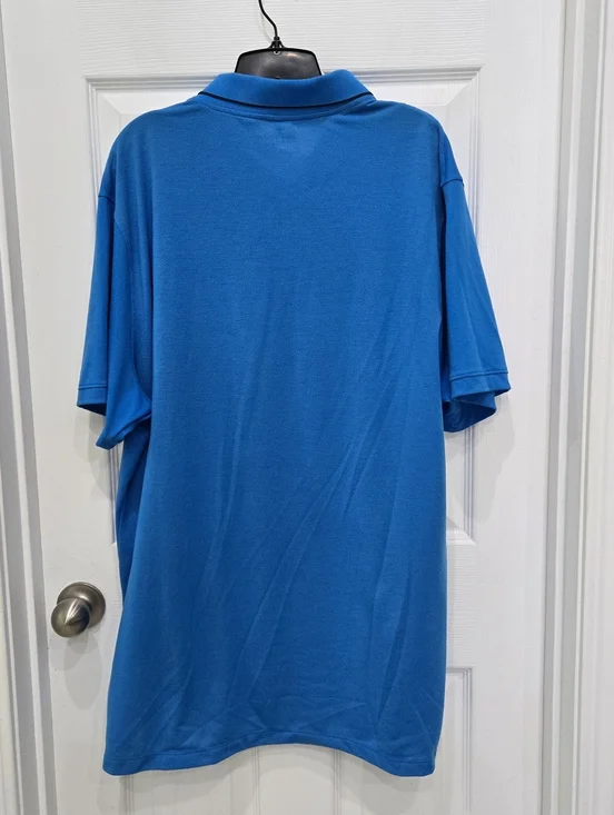 Nike Golf Dri Fit Blue Polo Shirt White Swoosh Stretch Standard FIt Mens XXL - Picture 2 of 8